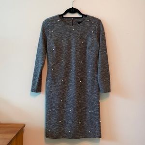 Ann Taylor Pearl Beaded Long Sleeve Dress